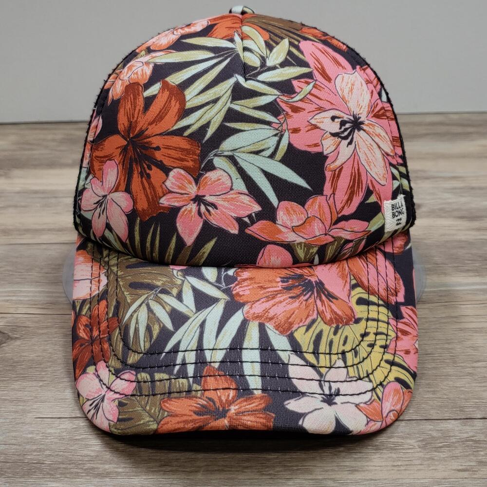 Billabong Hat Cap Snap Back Multicolor Floral Trucker Mesh Womens Adjustable